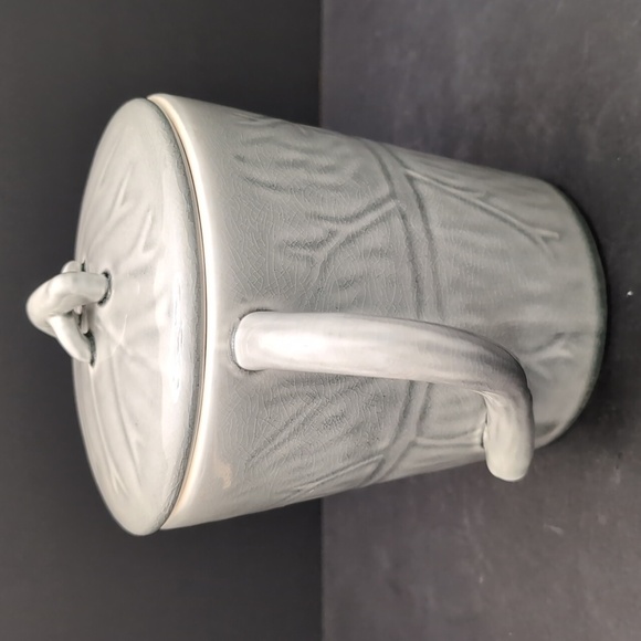 10 Strawberry Street Gray Textured Leaf Pattern Stoneware Teapot. - Picture 3 of 11